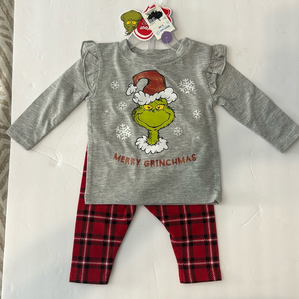 The Grinch 0-3 month two piece outfit  christmas holiday